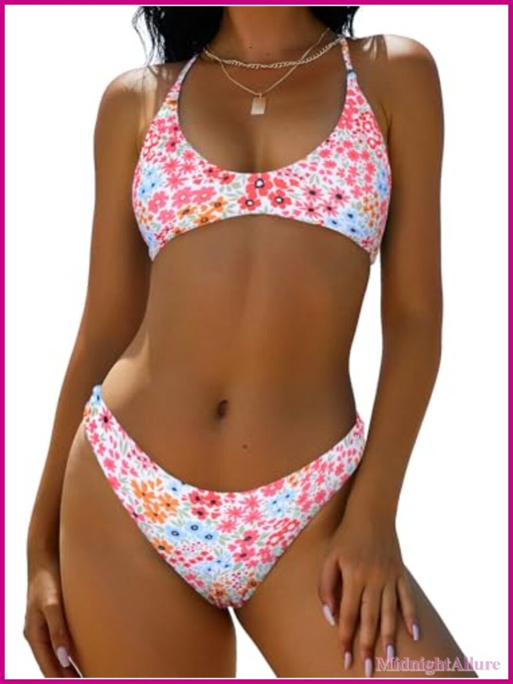Women's Tie Back Padded High Cut Bralette Bikini Set Two Piece Swimsuit